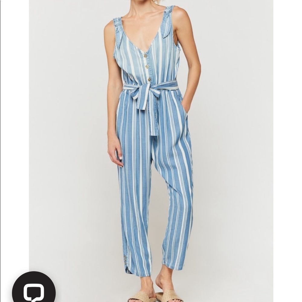 Velvet Heart Striped Denim Jumpsuit